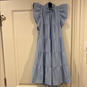 Light Blue Ruffled Tiered Dress